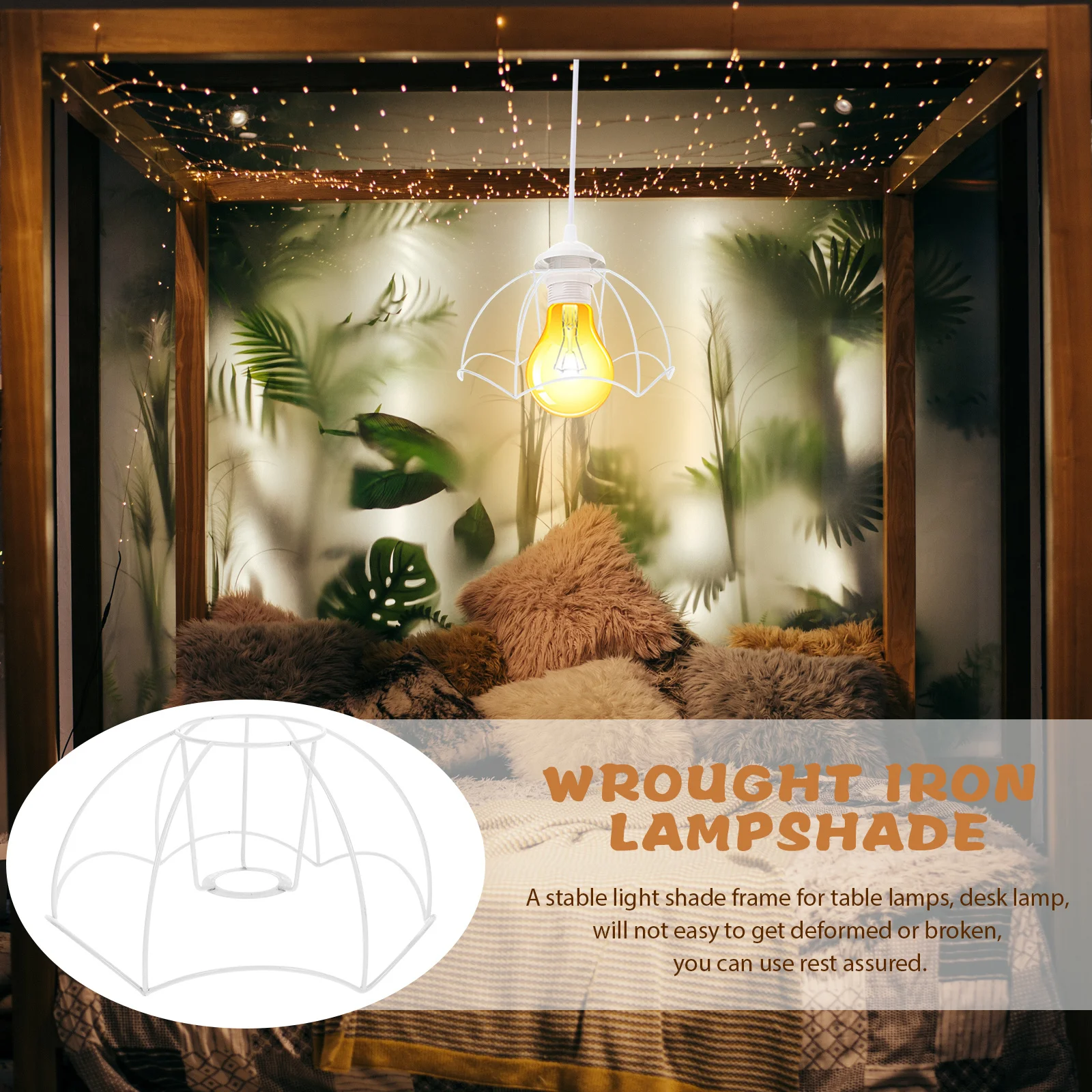 

Creative DIY Lampshade Frame Sturdy Iron Table Light Cover Rack Easy Install Compatible with Pendant Desk Lamps E27 Base