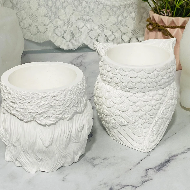 Owl dwarf flower pot silicone mold, Santa Claus flower pot vase mold gypsum resin DIY mold