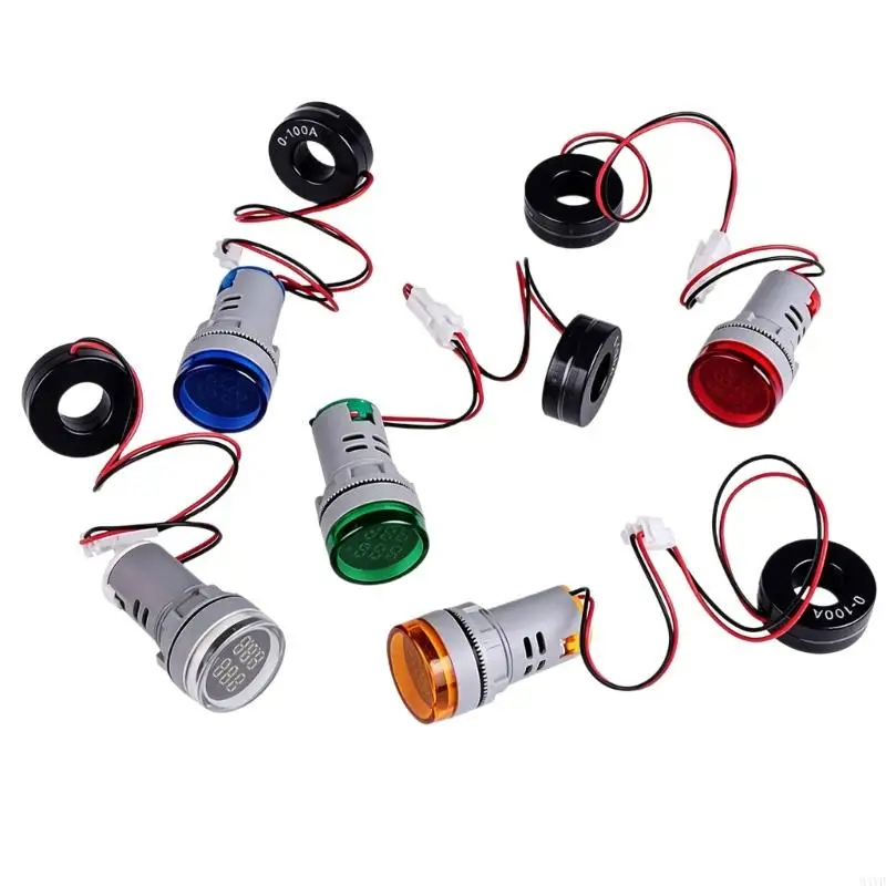 LED Display Meter, 22 mm Round Cabinet Mount Readout with Current Pickup for Control Cabinets and Equipment Service M4YD