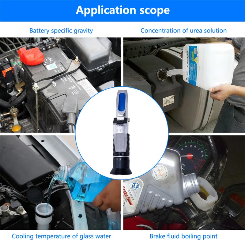 4 w 1 ręczny punkt zamarzania refraktometr mocznik miernik Adblue silnik płyn glikol przeciw zamarzaniu kable rozruchowe przeciw zamarzaniu Tester
