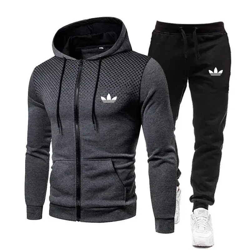 Korea Men Jacket Tracksuit Casual Sports Suit Men\'s Set 2024 Autumn Winter Two Pieces Set Mens Sportswear Plus Pants Suit