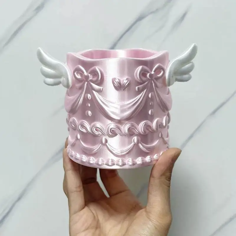 Porte-pinceaux de maquillage en relief avec texture de soie, organisateur de cosmétiques de luxe, porte-stylos de bureau, cadeau pour femmes