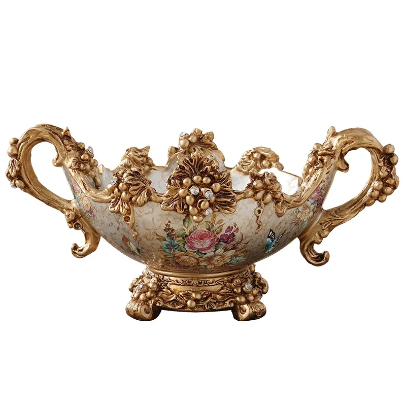 Handmade Retro Fruit Dish European Style Tissue Box for Living Room Light Luxury Resin Decor Accent Elegant Tableware