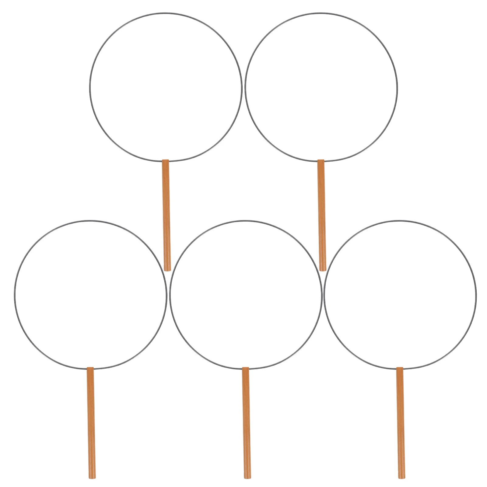 

DIY Chinese Silk Fan Frame Set 5pcs Round Handheld Fan Craft Kit Vintage Japanese Style Foldable Fan for Photo Prop