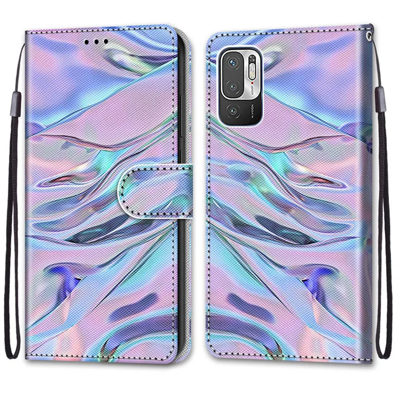 Flower Pattern Flip Case For Xiaomi Redmi Note 10 5G Coque 10T Note10 T Note10T 5G Wallet Leather Phone Case Stand Book Cover