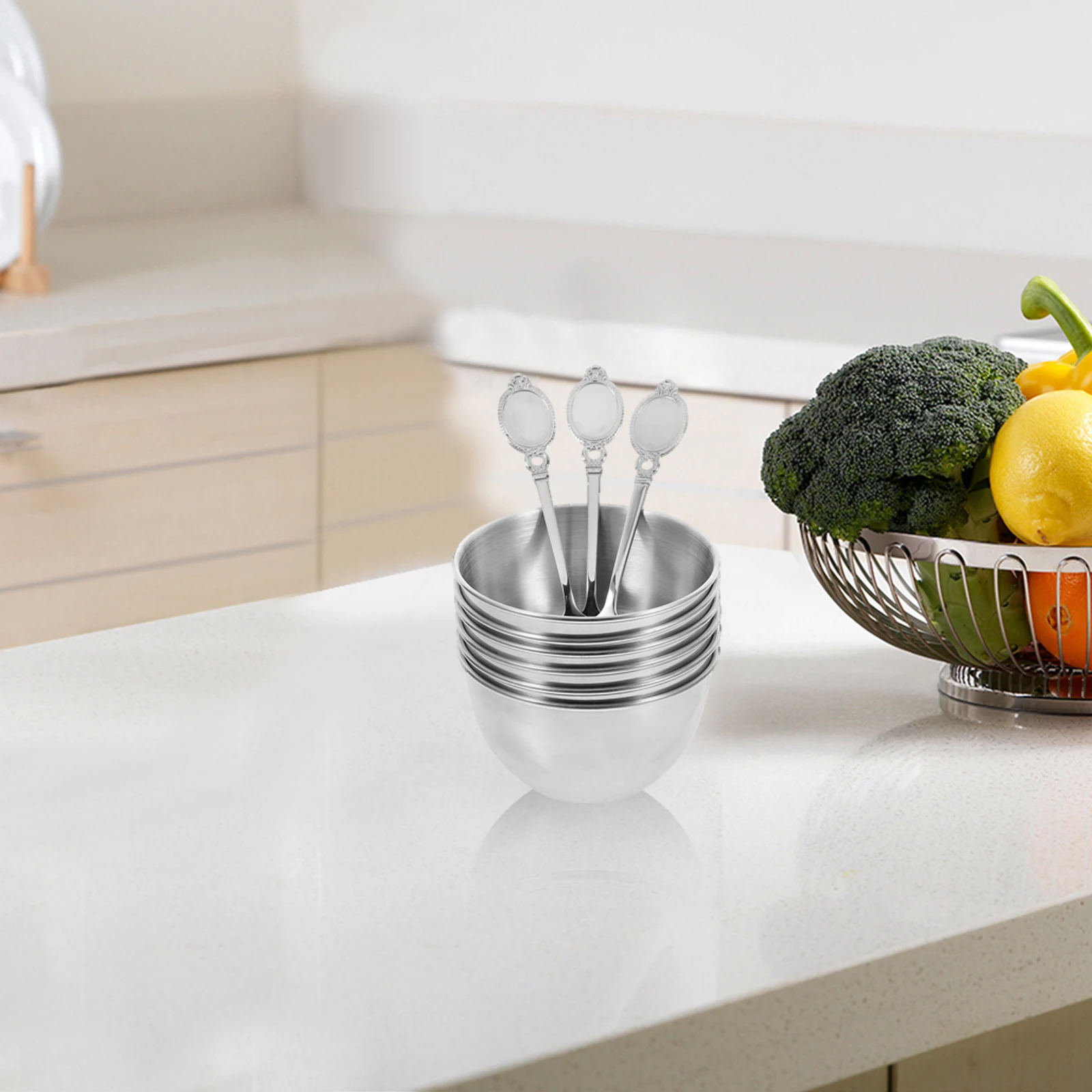 

9 Pcs Dipping Bowl Stainless Steel Condiment Cup Seasoning Silver Side Dish Bowls