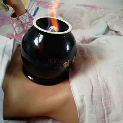 Energy tank large ceramic cupping single thickened concave bottom fire therapy moisture absorption tank abdomen back health