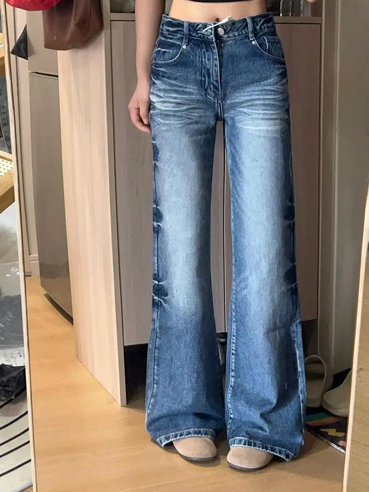 

American Vintage Flare Jeans Women High Waist Wide Leg Baggy Denim Pants Subculture Harajuku 2000s Streetwear Casual Trousers