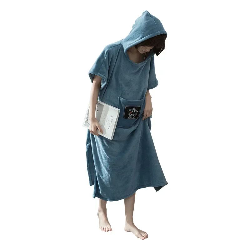 Cloak one-piece bath towel can be worn with hooded bath skirt bathrobe home soft cotton velvet hooded skirt bathrobe