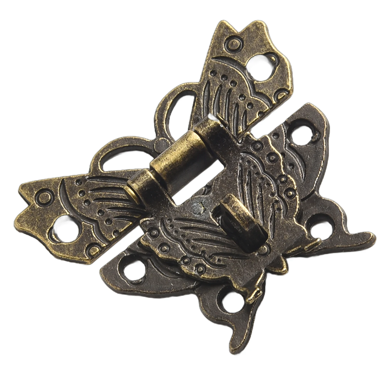 50x43mm Butterfly Design Antique Bronze Hasp Latch Jewelry Wooden Box Lock Buckle With 6Pcs Screws Vintage Lock Accessories