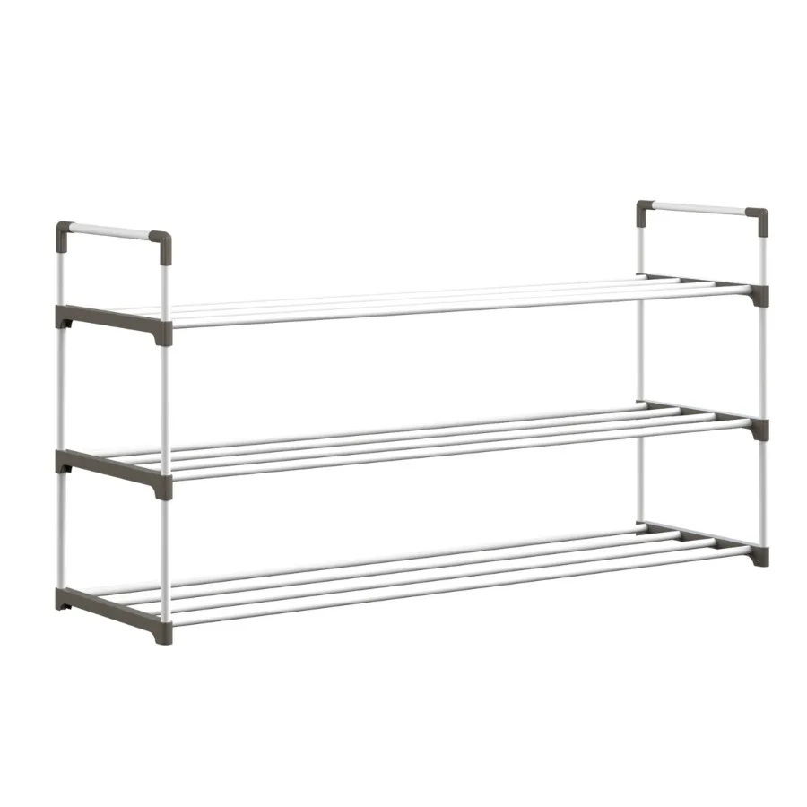 3-Tier Shoe Rack Organizer Shelf Holds 15 Pairs Sneakers Heels Boots White