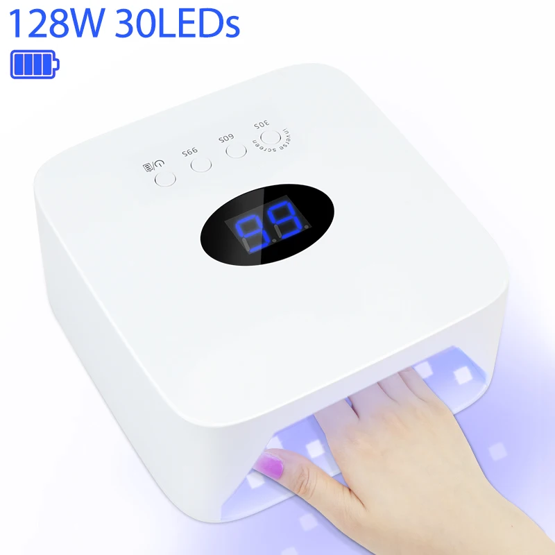 

128W Rechargeable Nail Lamp Built-in Battery Cordless Manicure Machine For UV Curing Nail Gel Polish Dryer Nail Lamp Salon Tool