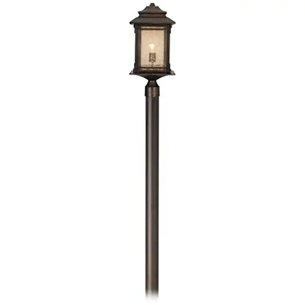 

Outdoor Mission Post Light Frosted Glass Walnut Bronze Finish 104" Pole Arts Crafts Lantern Highway Home Garden Patio Deck Decor