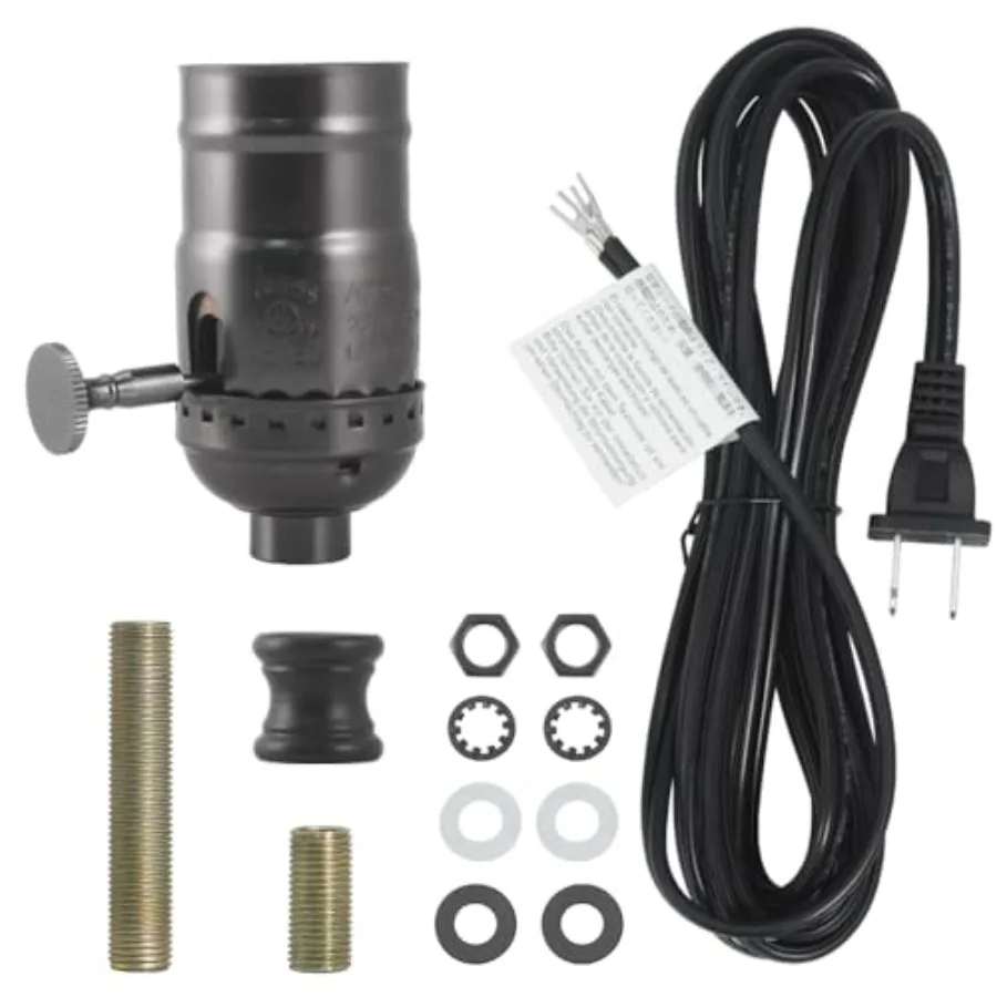 Lamp Rewire Kit Lamp Socket Replacement Kits 12 Feet Matching Cord Plug Set with All Essential Hardware Lamp Making Supplies fo