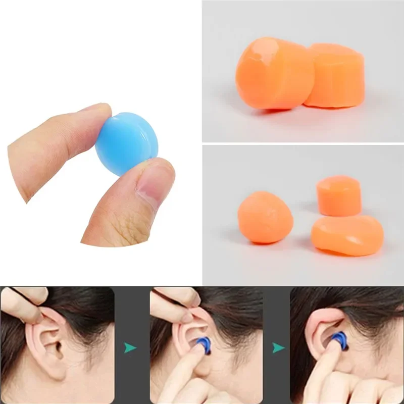 Earplugs Soft Silicone Waterproof Reusable Swimming Diving Shower Bath Noise Reducing Ear Plugs For Adults Kids