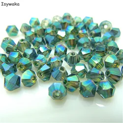 Isywaka Sale Hot Green 100pcs 4mm Bicone Austria Crystal Beads charm Glass Beads Loose Spacer Bead for DIY Jewelry Making