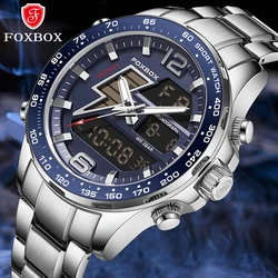 LIGE Fashion Luxury Dual Digital Display Watch Stainless Electronic Men's Watches Waterproof Auto Date Business Casual Clock+Box