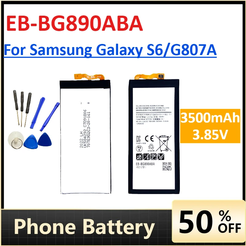 Nuova batteria per telefono cellulare EB-BG890ABA 3500mAh per Samsung Galaxy S6/G807A Batteria sostitutiva 3,85 V