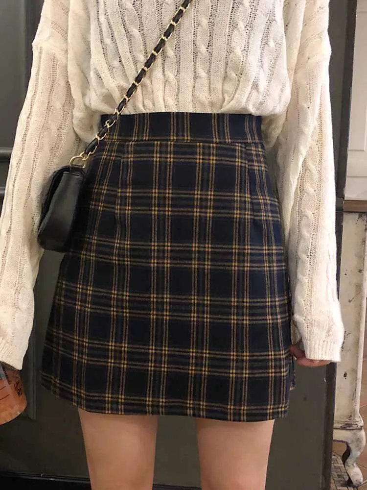 

Skirts Women Retro Plaid Summer Mini Skirt A-line Ulzzang High Waist Students New Arrival Fashion Girls Female Stylish Fit 2XL