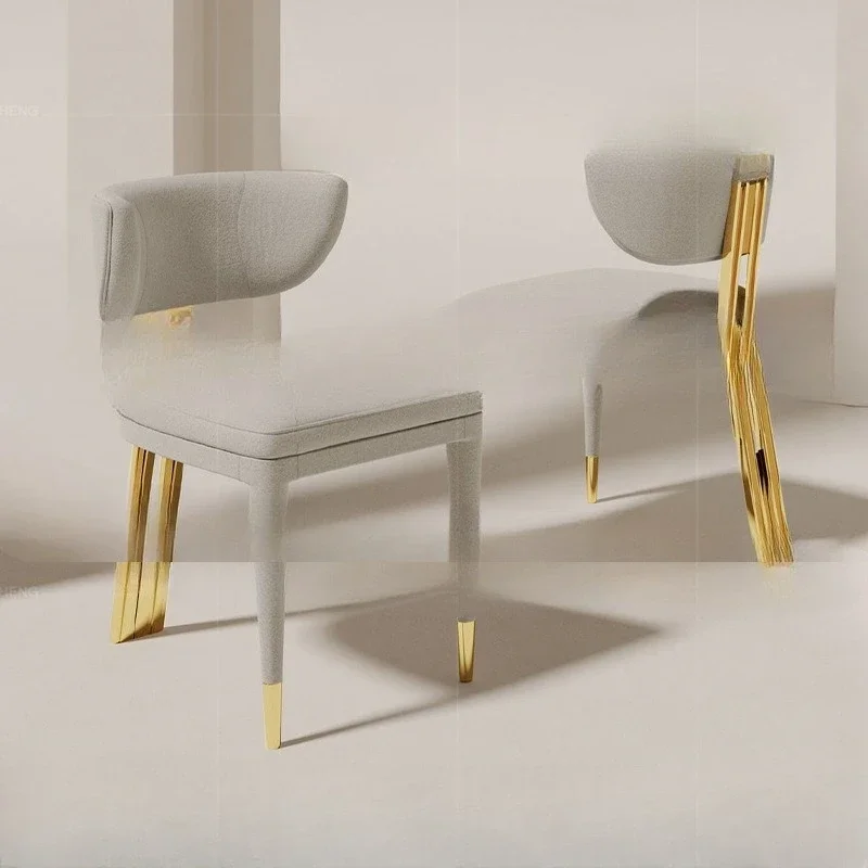 

Italian light luxury stainless steel dining chair premium velvet hotel restaurant chair