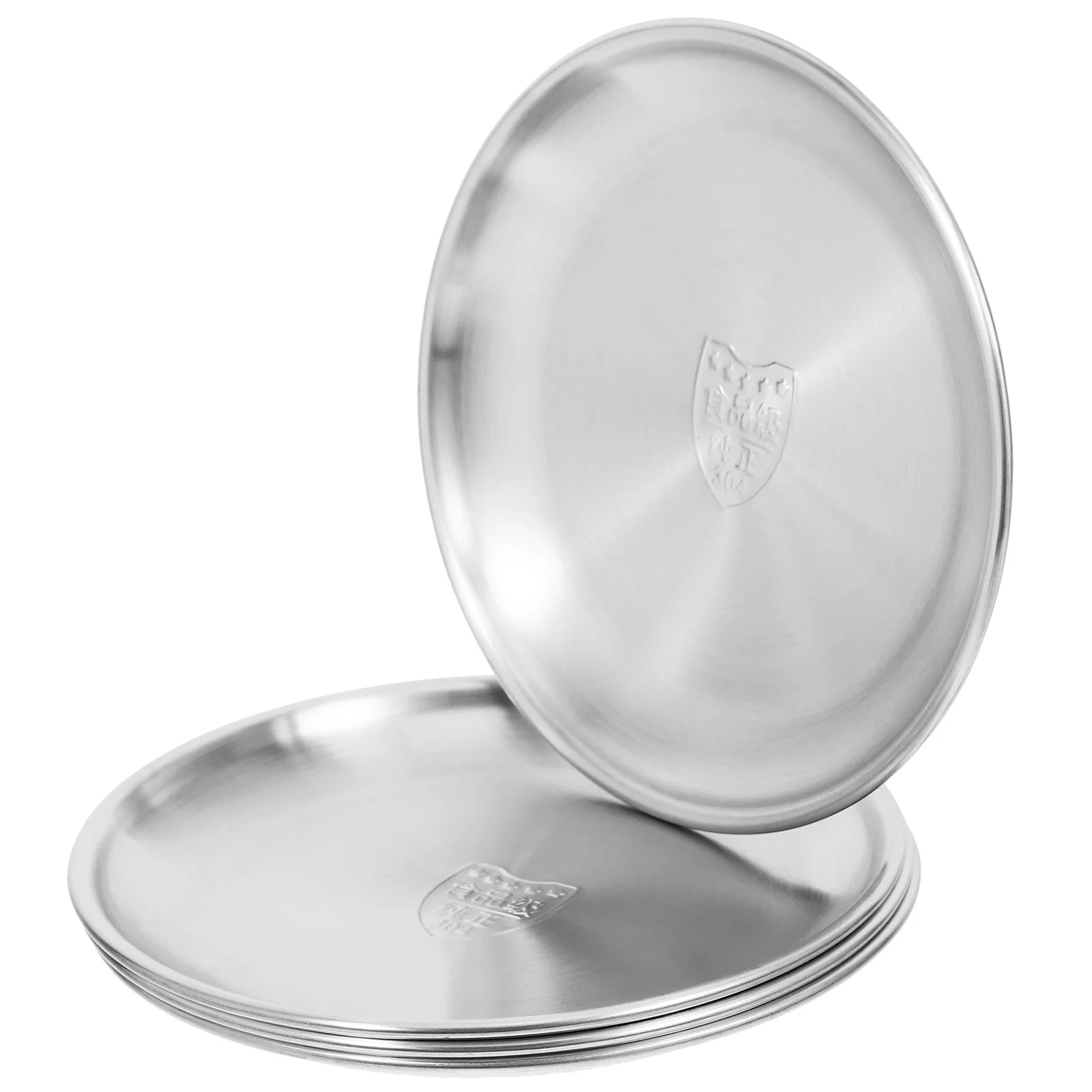 

4Pcs Stainless Steel Plate Set Round Metal Dish for Dinner Camping Picnic Reusable Safe Vintage Tray Multifunction Snack