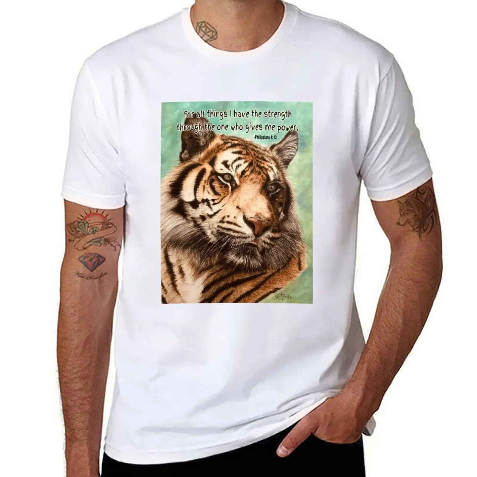 Be strong like the tiger Philippians 4:13 T-Shirt graphic t shirts summer clothes kawaii clothes men tshirt