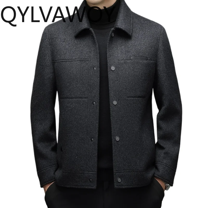 

QYLVAWOY Мужская куртка из 100% овечьей шерсти, высококачественная осенне-зимняя куртка со съемным пуховым утеплителем, утолщенная теплая одежда для мужчин