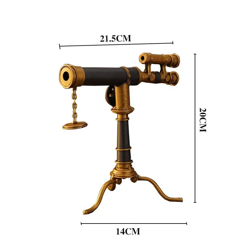Retro Iron Telescope Projector Replica, Antique Style Figurine, Window Display & Cafe Scene Decoration, Unique Tabletop Craft