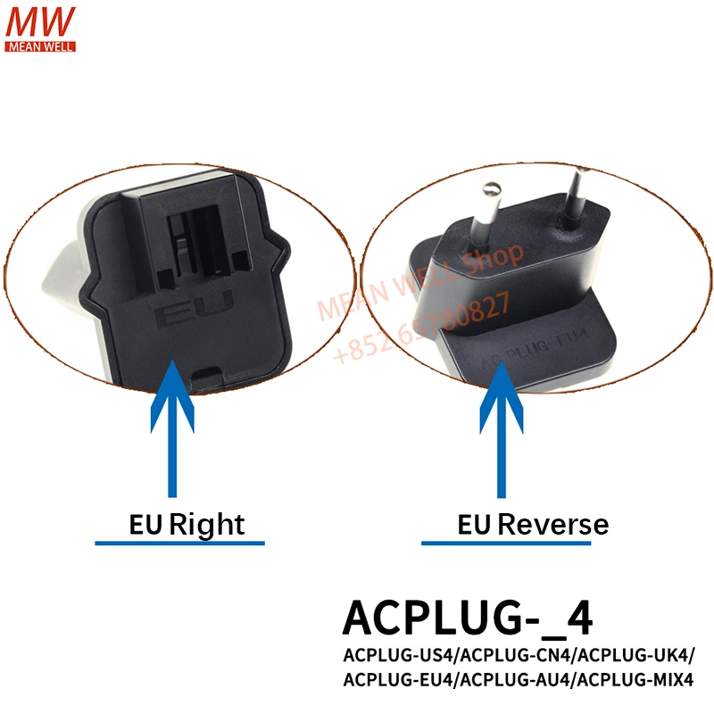 Original MEAN WELL Interchangeable AC Plug Specifically for NGE12/18/30/45/65/90 (I-Type)  ACPLUG-CN4 EU4 UK4 US4 AU4