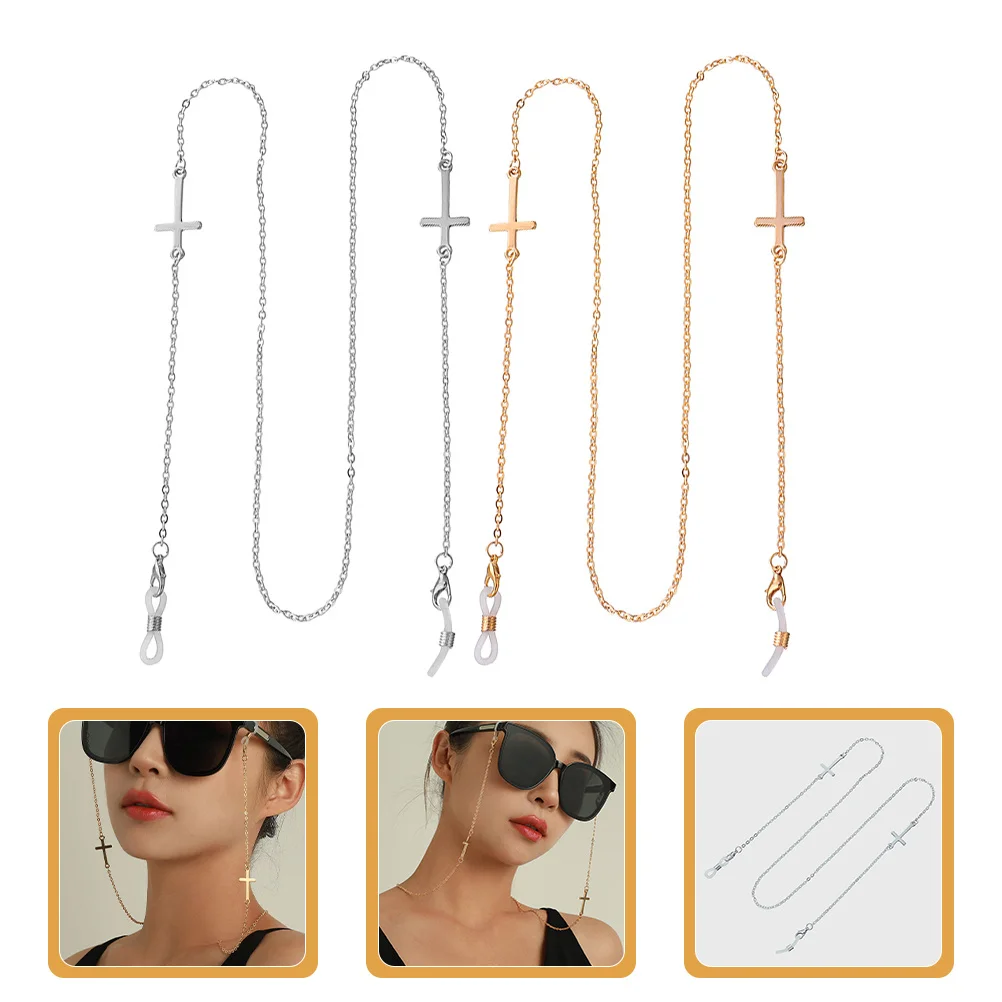 

2pcs Glasses Chain Alloy Anti-Slip Eyeglass Lanyard For Women Sunglasses Holder Necklace Outdoor Sports Eyewear Accessory