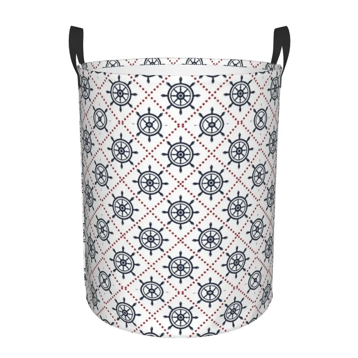 

Nautical Steering Wheel Folding Laundry Baskets Dirty Clothes Toy Sundries Storage Basket Home Organizer Large Waterproof Hamper