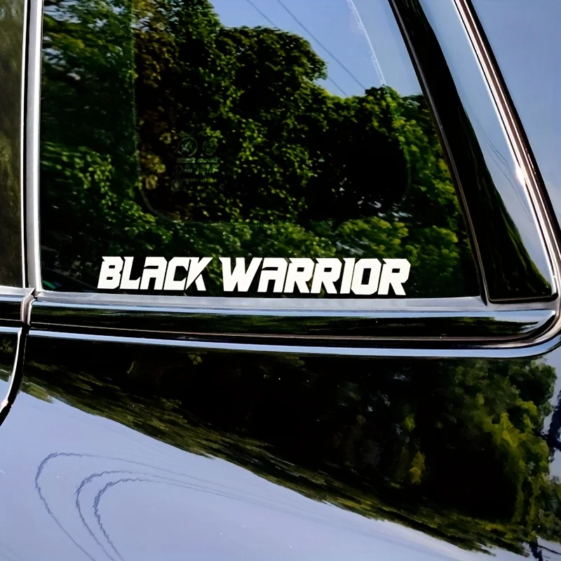 Black Warrior Waterproof Vinyl Stickers 2Pcs/Set, Black White Silver Decals for Car Motorcycle Multi‑Surface Exterior Decor