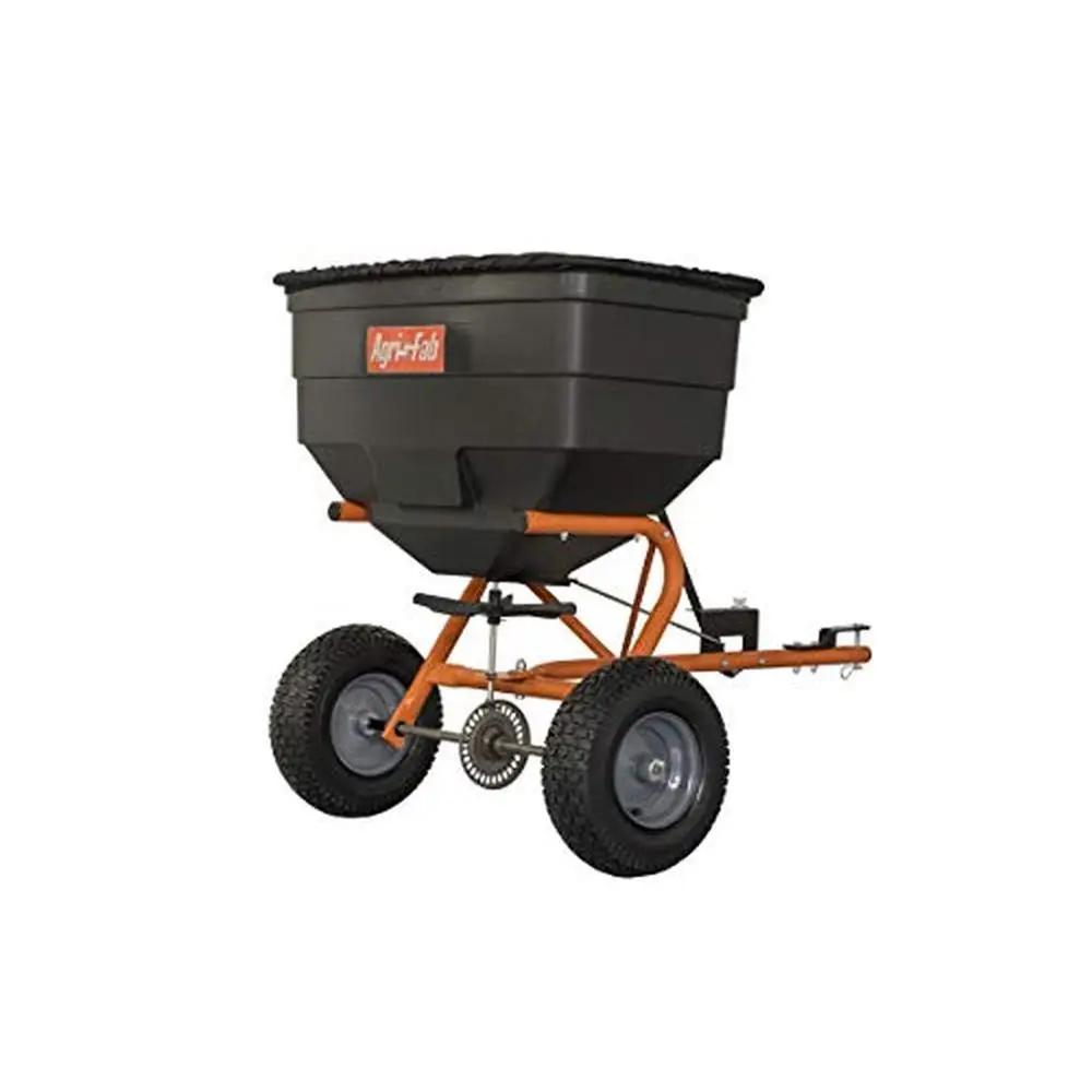 185 lb. Tow-Behind Lawn & Garden Broadcast Spreader Seed,Fertilizer,Salt,Ice Melt USA-made 1 acre Coverage 12 ft. Spread Width