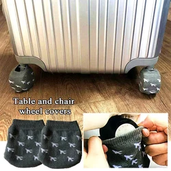 4pcs Knitting Luggage Wheels Protector Cover Anti-wear Table Leg Cover Office Chair Caster Cover Suitcase Wheels Dustproof Cover