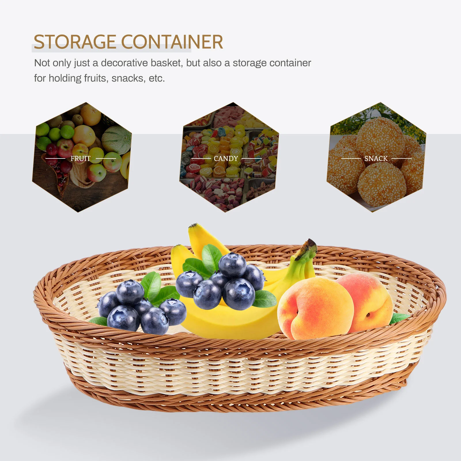 

2 Pcs Handwoven Storage Basket Premium Friendly Home Hotel Desktop ganizer Fruits Snacks Kitchen Utensils