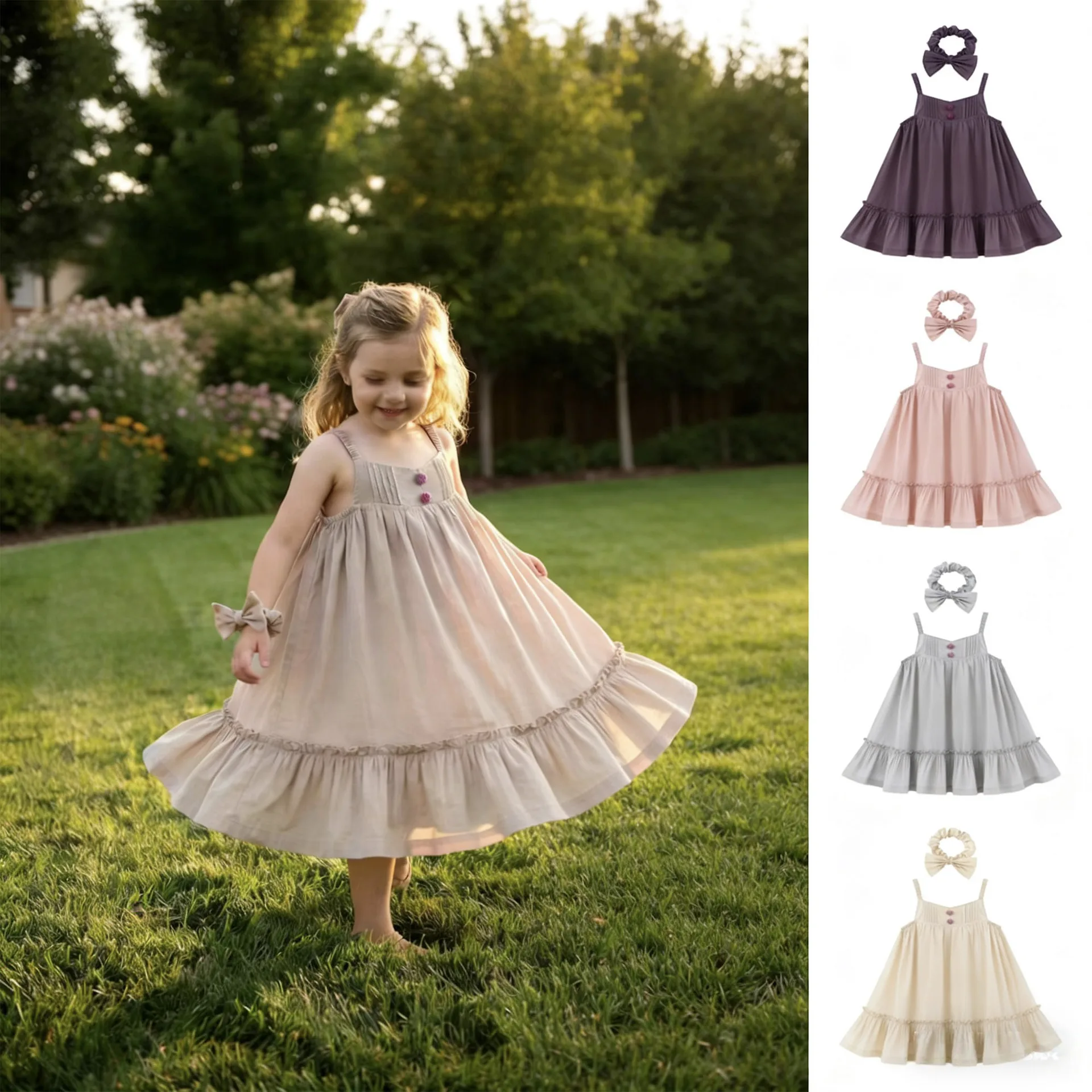 

summer girls dress cotton suspender children's baby wear Class A 2026 summer new children's clothing