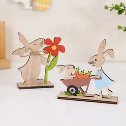 Easter Wooden Rabbit Ornaments Cute Standing Bunny for Spring Easter Home Table Decoration DIY Crafts Kids Party Gift 2025 New