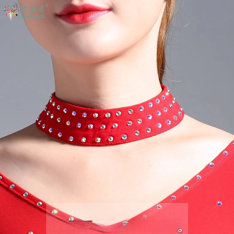 الرقص اللاتيني أداء الرقص الحديث إكسسوارات الرقبة المنافسة AB الأحجار قلادة الفالس الوطنية القياسية الرقص الشرقي