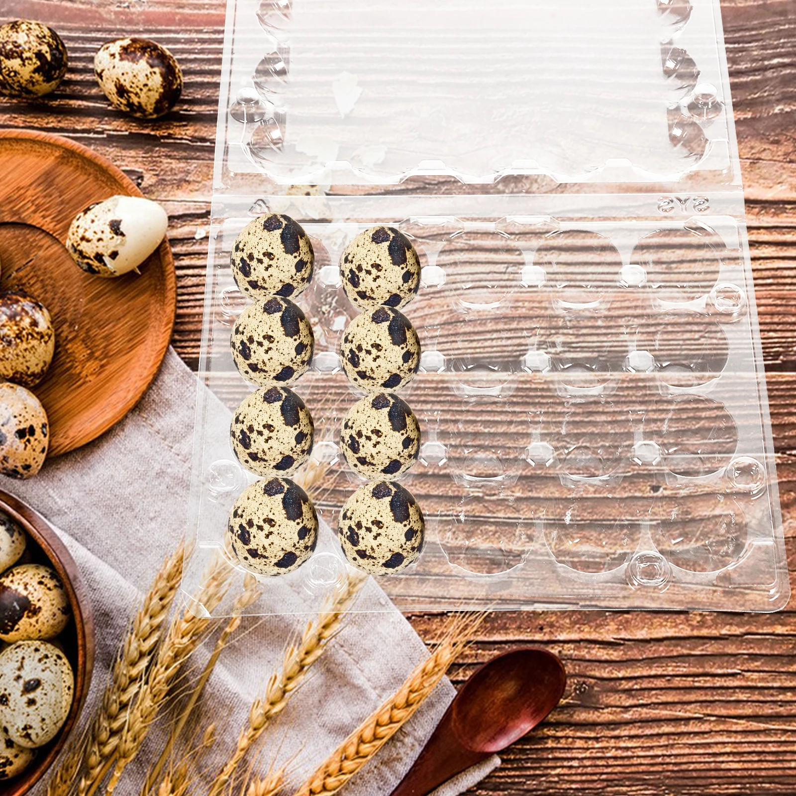50 قطعة حامل بيض السمان من البلاستيك الشفاف 20 شبكة حاوية تخزين البيض منظم الثلاجة صندوق نزهة السفر