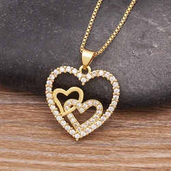 Nidin Romantic Simple Heart-shaped Necklaces Exquisite Crystal Zircon Pendant Gold Plated Clavicle Chain Women's Wedding Jewelry