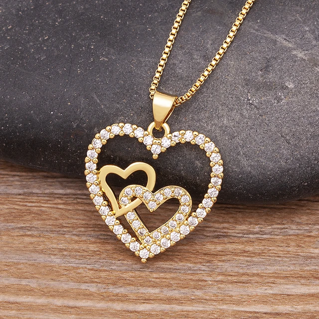 Nidin Romantic Simple Heart shaped Necklaces Exquisite Crystal Zircon Pendant Gold Color Clavicle Chain Women s Wedding Jewelry AliExpress