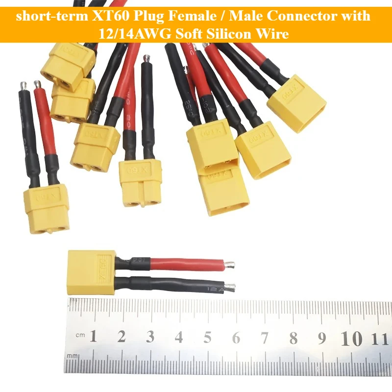 Neue 4Pcs Kurzzeit XT60 Stecker Weiblichen und Stecker mit 12/14AWG Weiche Silikon Draht für RC lipo Batterie Kabel Drone Erweitern