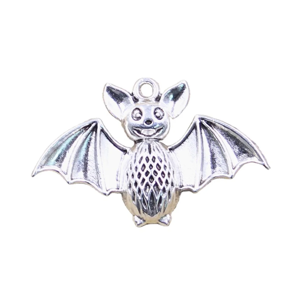 4pcs Charms Bat Vampire Dracula Halloween 26x40mm Antique Silver Color Pendants Making DIY Handmade Tibetan Finding Jewelry