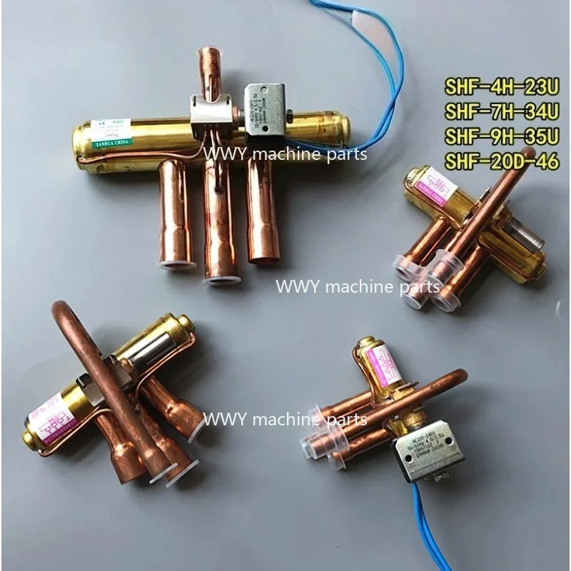 1PC Four-Way Reversing Valve with Coil AC220V, 1-5P Heat Pump Air Conditioning Parts