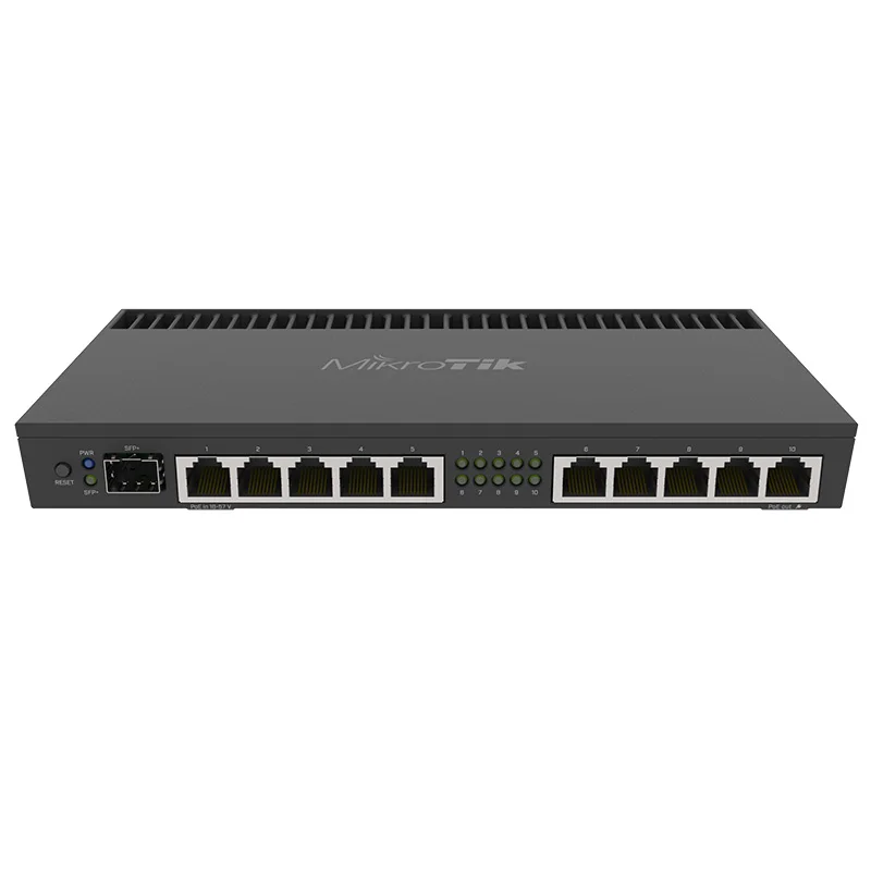 Mikrotik-Rota Portuária Gigabit, Gaiola SFP + 10Gbps, Desktop Case com Orelhas de Rack, RB4011iGS + RM, Porta Gigabit 10x