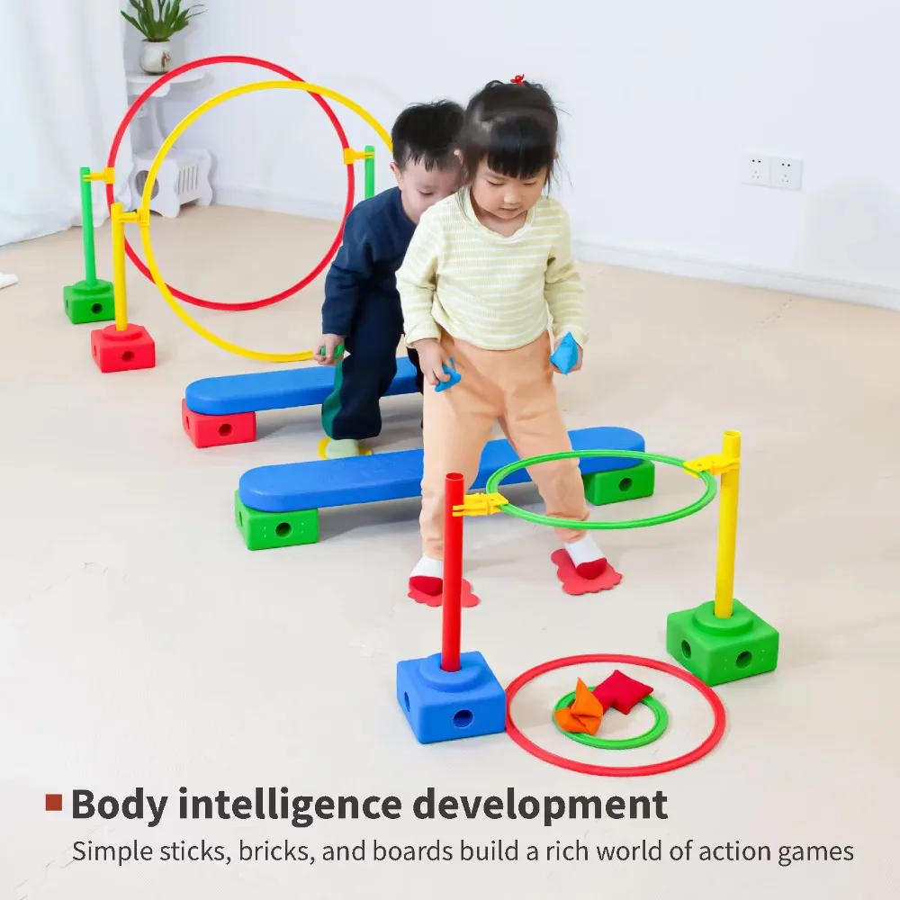 Handicap Course Training Balance Coordination Jumping Combination, Durable Plastic Agility Hoop Sensing Equipment for Kid