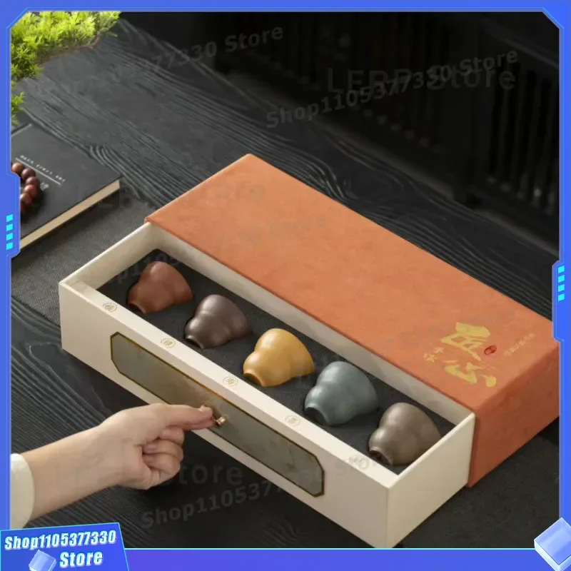 Purple Sand Wufu Teacup Set Gift Box for Teachers Leaders Elders Traditional Chinese Tea Cup Merchandise Owner Pottery Ware