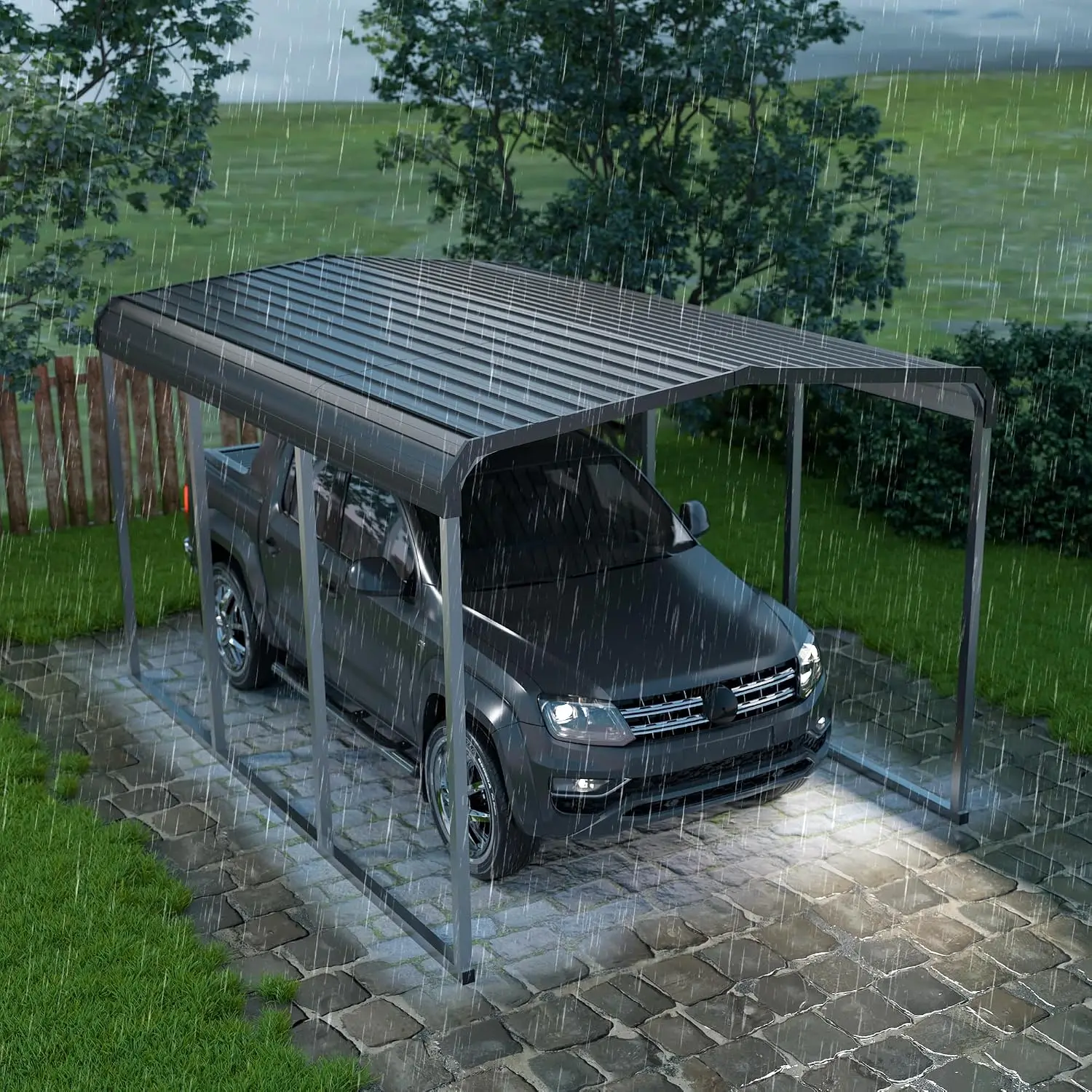 10x15 FT Heavy Duty Metal Carport Kits with Galvanized Steel Roof and Frame, Outdoor Carport Canopy Enhanced Base,Custom