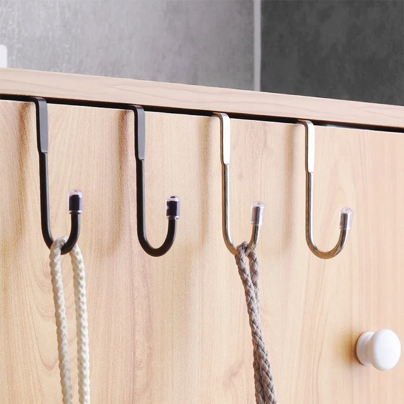 

C5 304 Stainless Steel Hook Free Punching Double S-Shape Hook Kitchen Bathroom Cabinet Door Back Type Coat Towel Storage Hanger