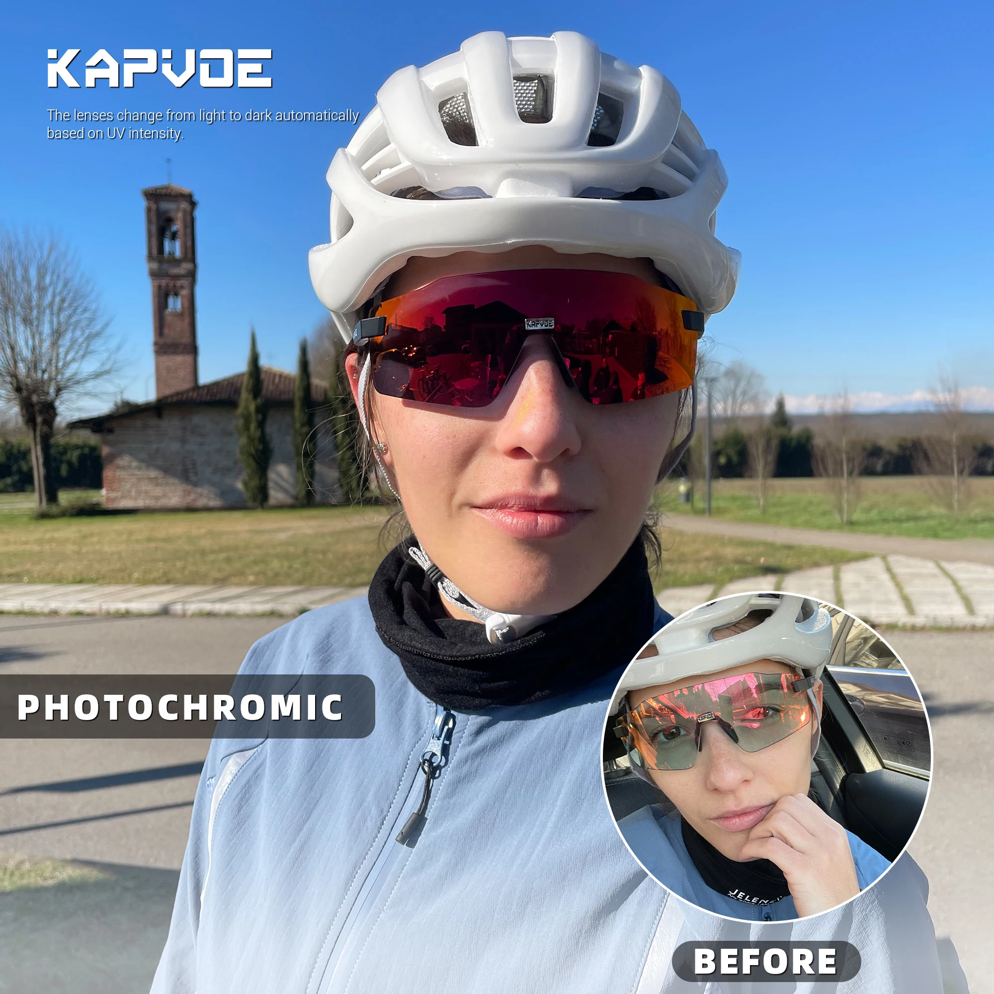 نظارات Kapvoe فوتوكروميك للمشي لمسافات طويلة نظارات ركوب الدراجات UV400 نظارات شمسية للجري خفيفة الوزن للدراجة الجبلية نظارات رياضية #1